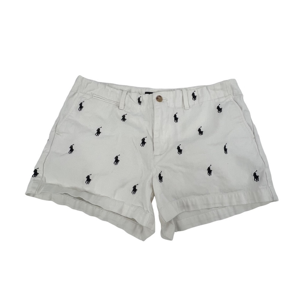 Ralph Lauren Sport White Blue Pony Shorts Size 6 Women's